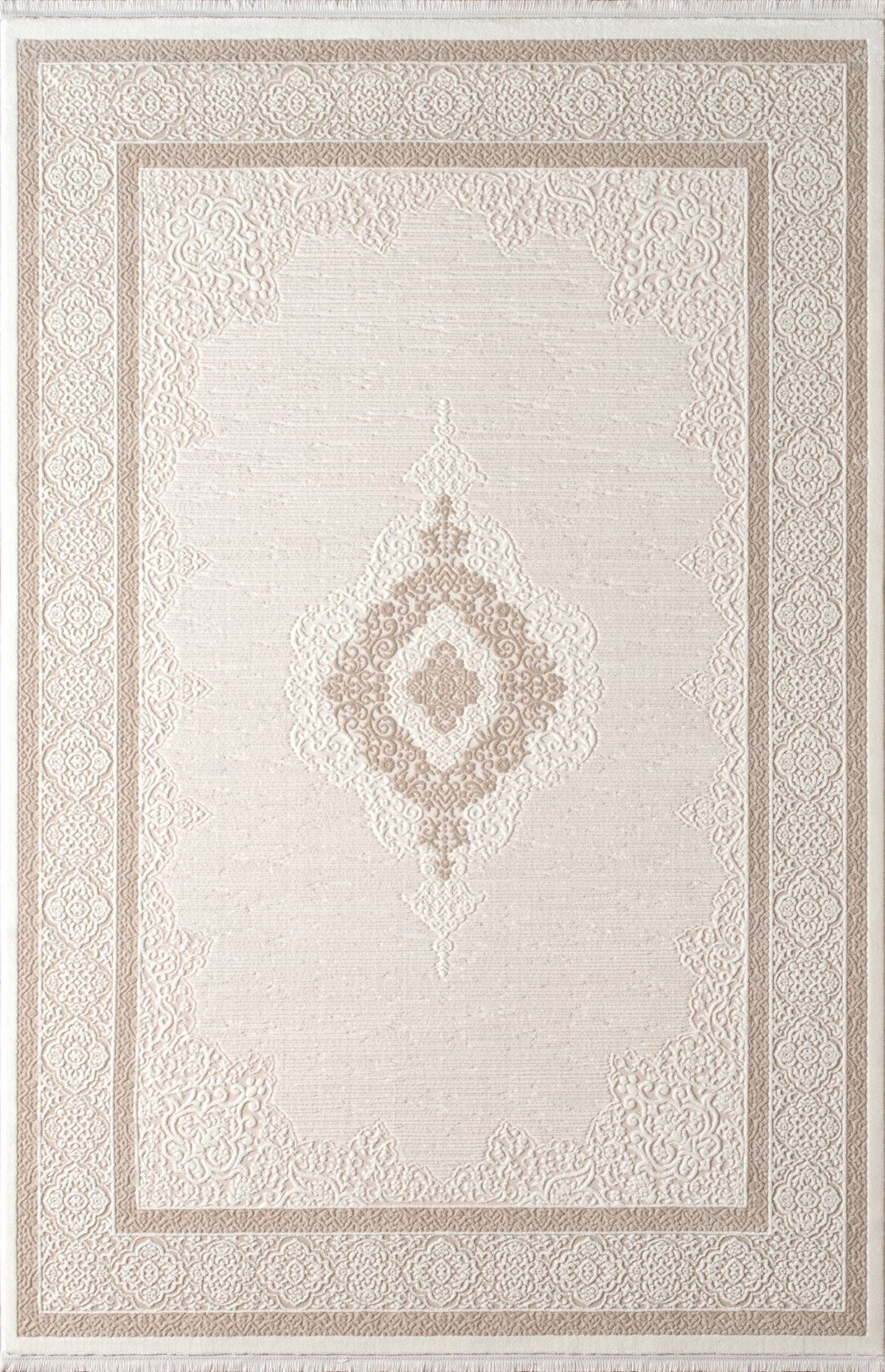 Artemis Halı Anetta 03319C Krem Bej – Çerçeveli Madalyonlu Halı