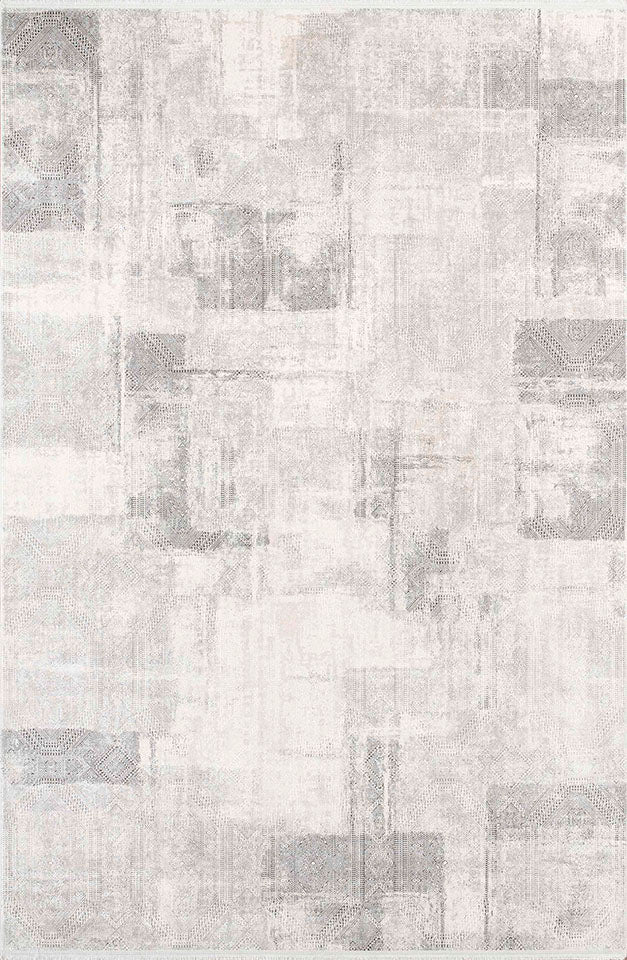 Pierre Cardin PİER ZEN HG08A beyaz ve gri tonlarında soyut eskitme desenli modern halı