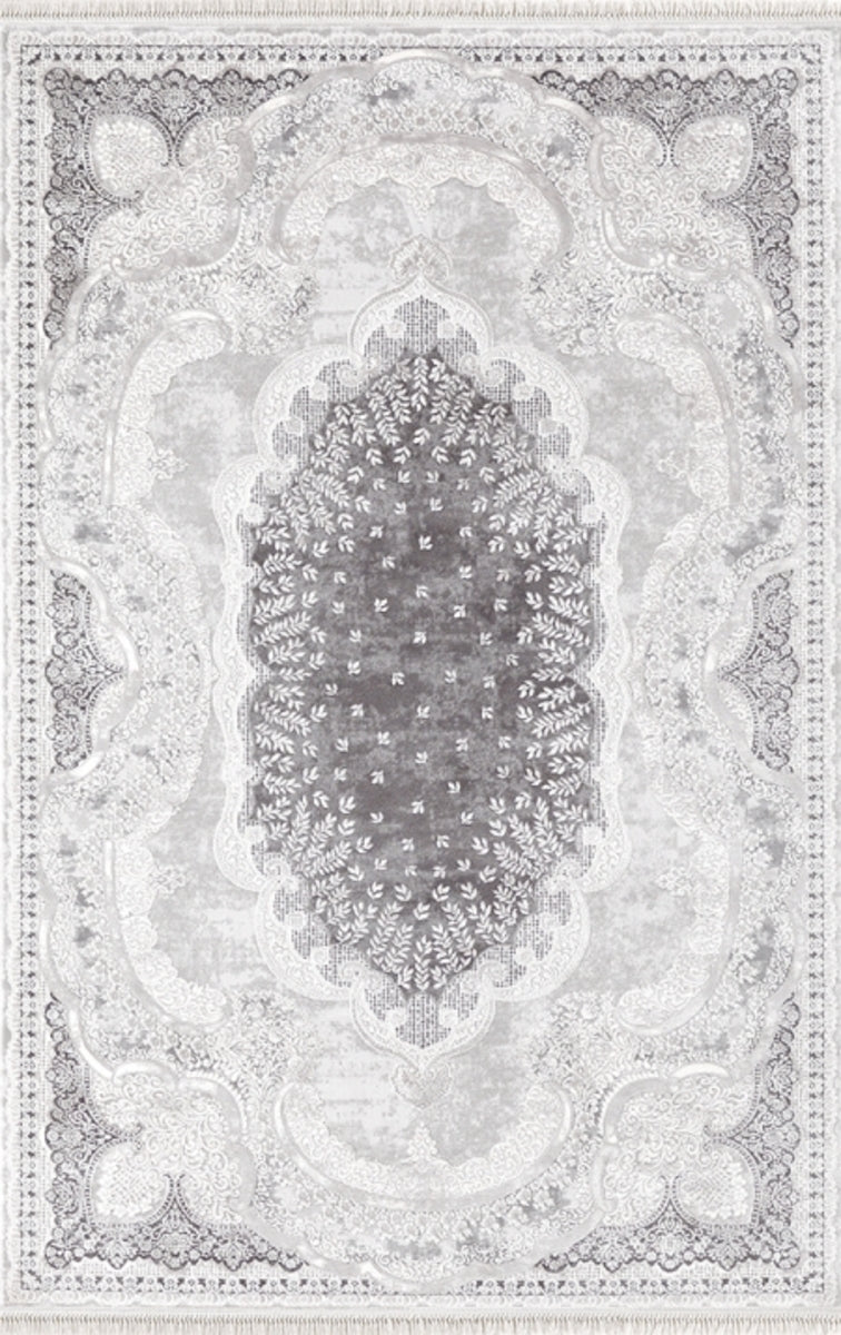 Merinos Halı Rodin 19777 095 Krem Gri – Madalyonlu Klasik Halı