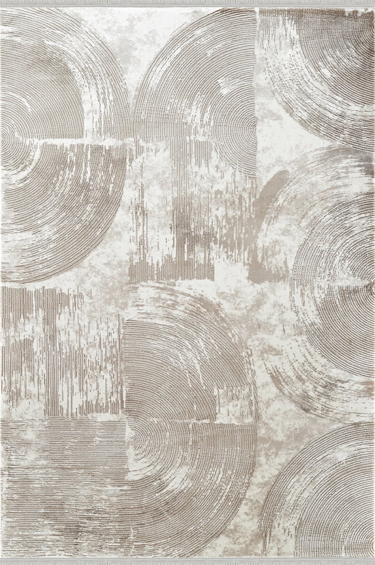 Royal Halı Luce ZL09A krem bej zeminli kabartma eş merkezli daire desenli modern halı