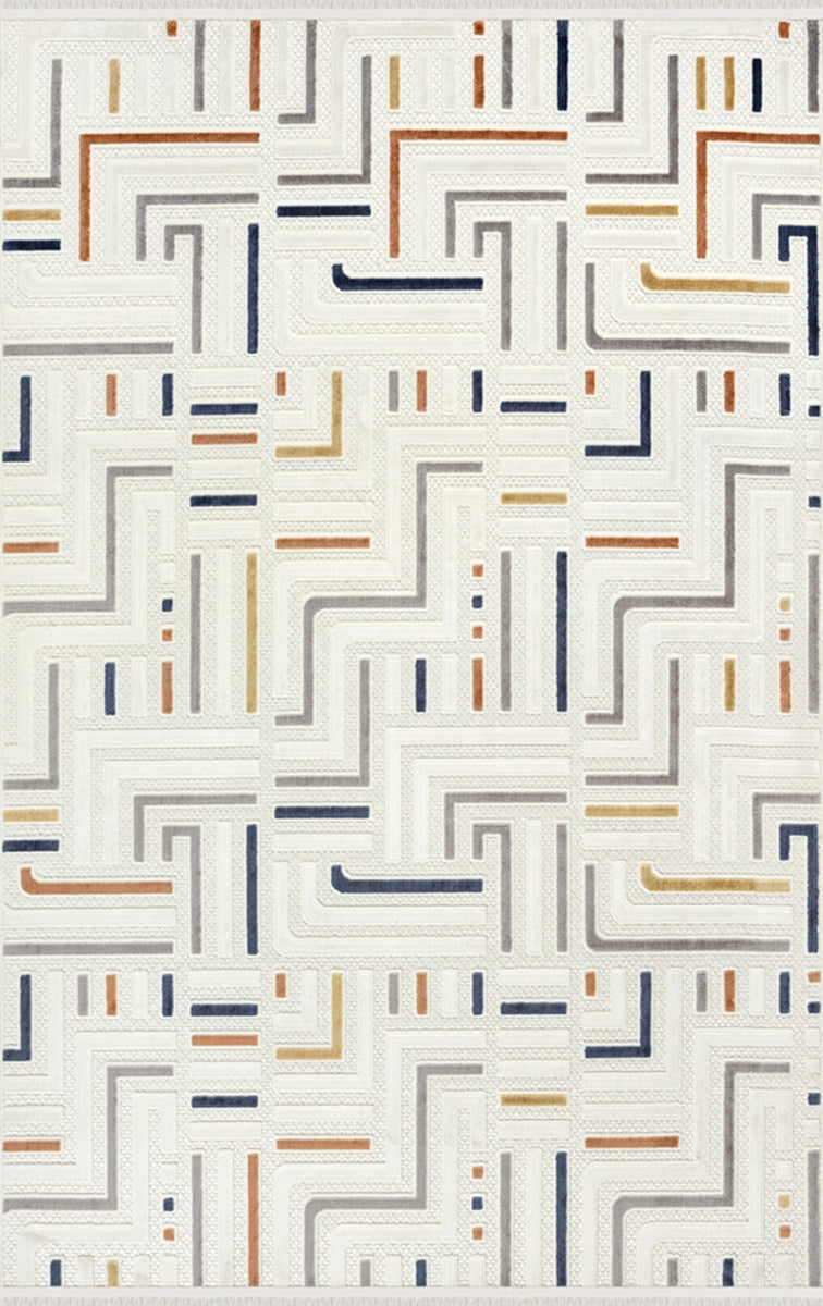 Merinos Halı Havana 73474 111 Krem Renkli – Labirent Geometrik Halı