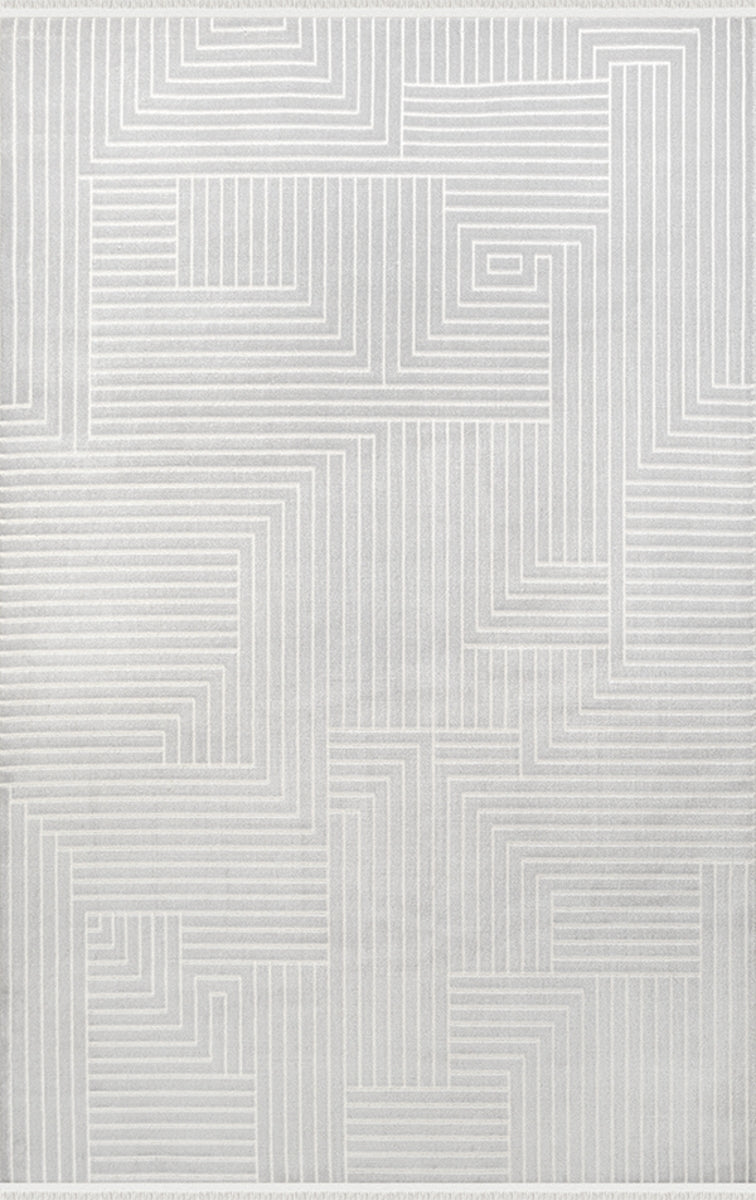 Merinos Halı Vega 74103 061 Krem Gri – Labirent Geometrik Halı
