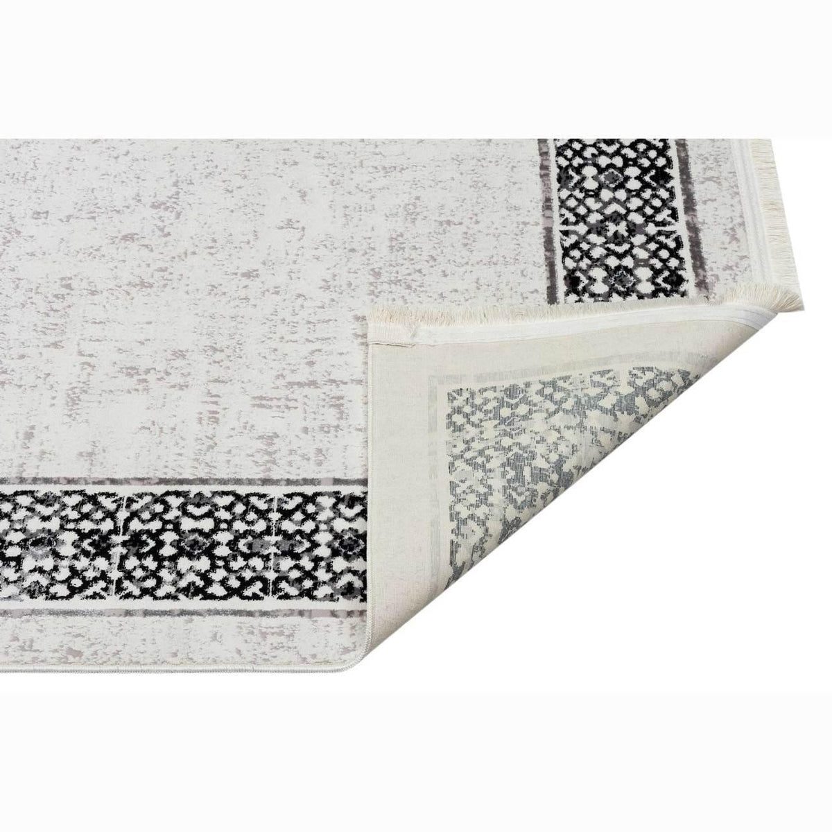Trend Koleksiyonu 1306 Siyah Yıkanabilir-Kaymaz Taban Bambu Halı