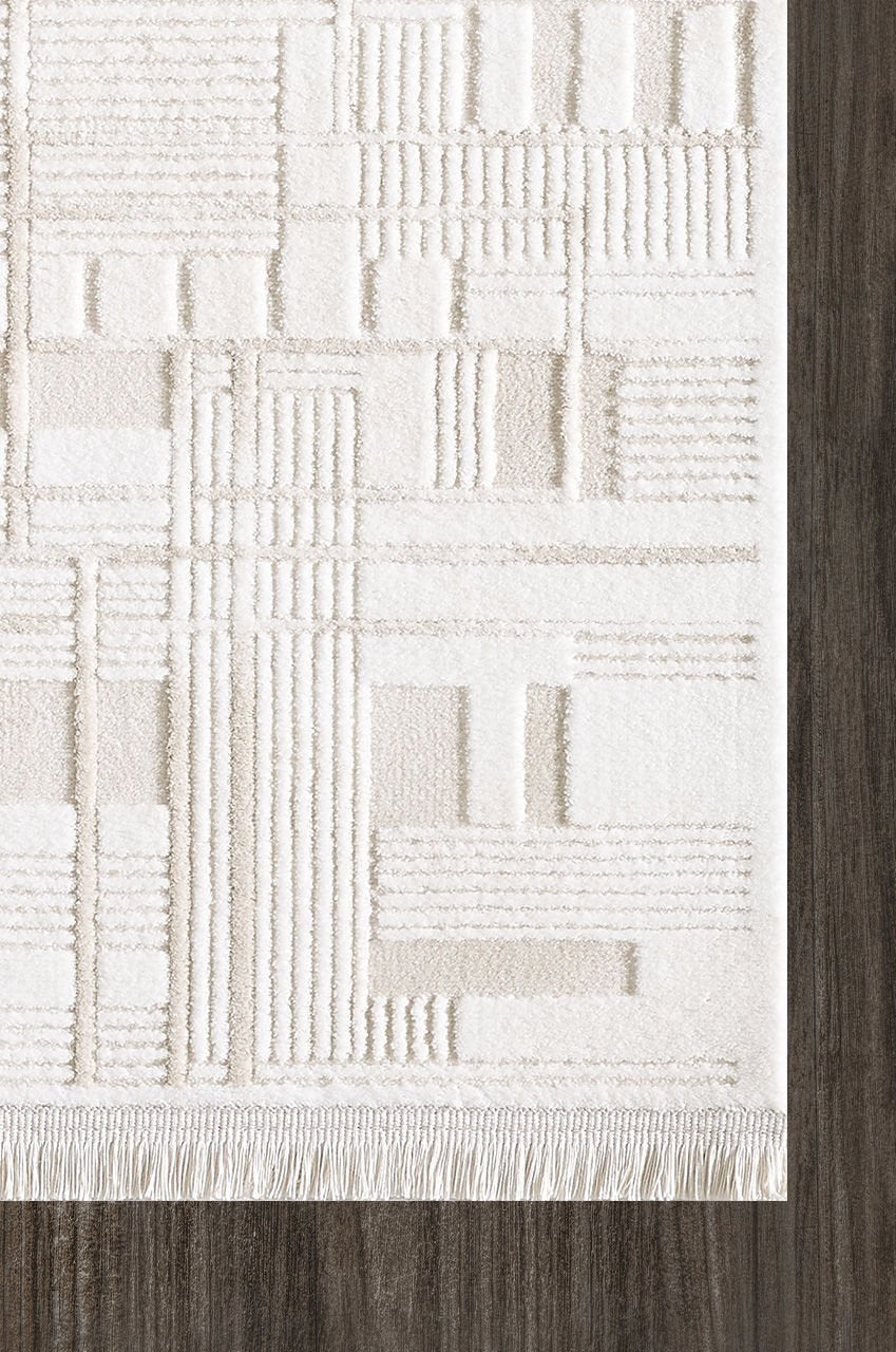 Artemis Halı Samoa 02378B Krem Çizgili – Blok Geometrik Modern Halı