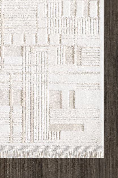 Artemis Halı Samoa 02378B Krem Çizgili – Blok Geometrik Modern Halı