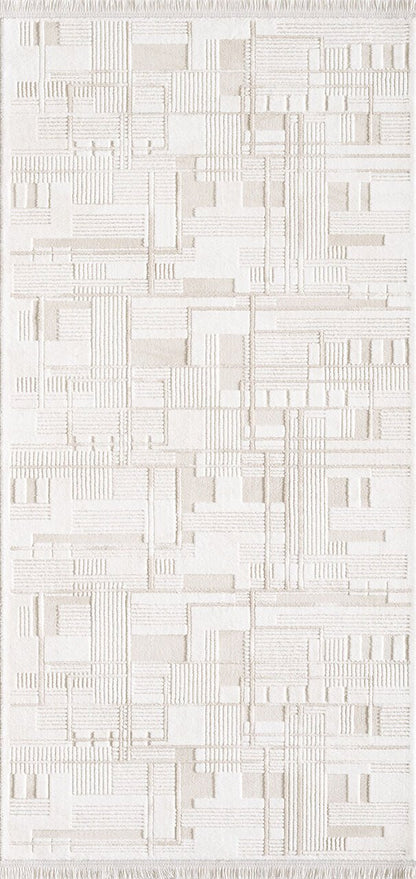 Artemis Halı Samoa 02378B Krem Çizgili – Blok Geometrik Modern Halı