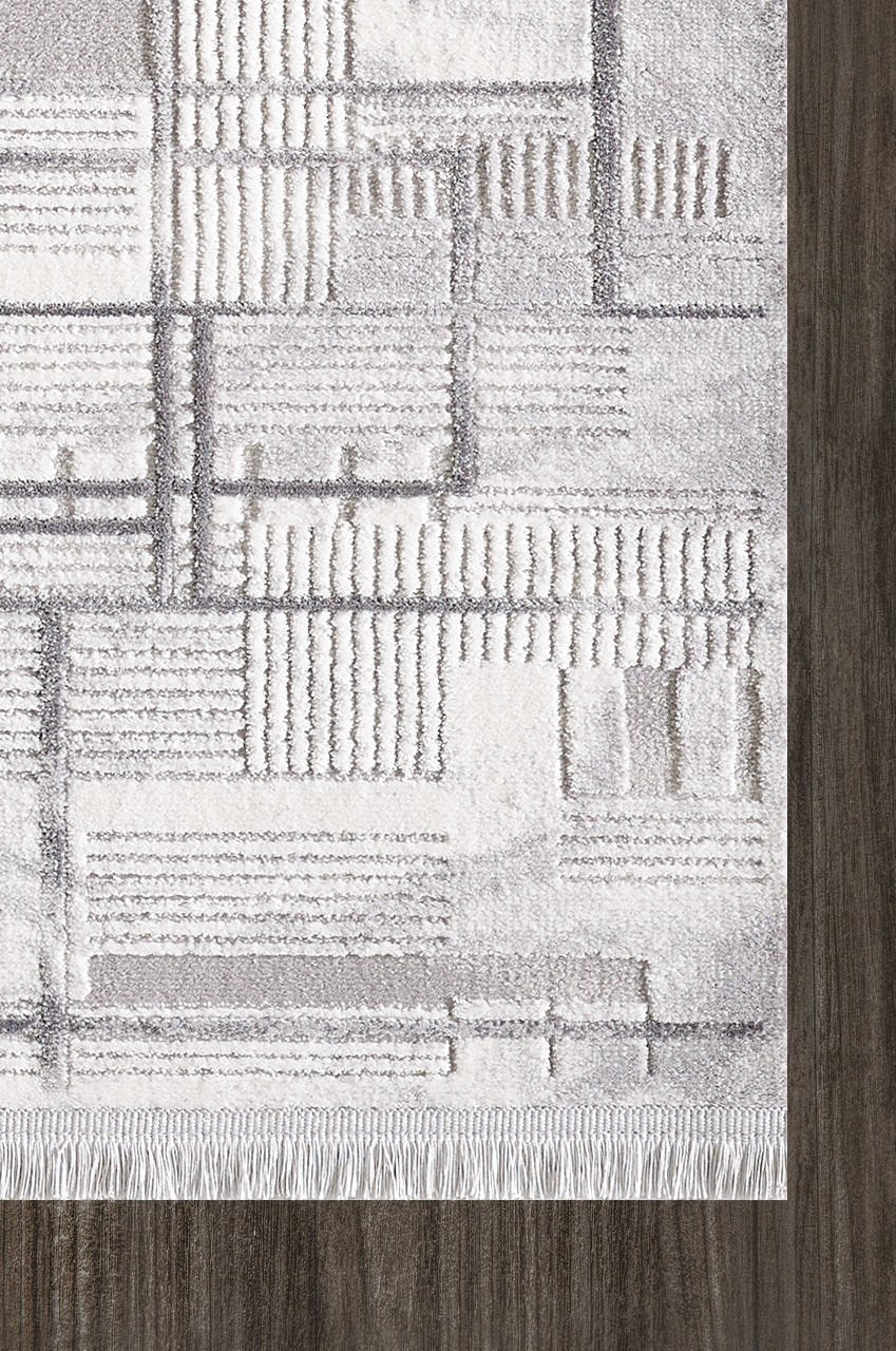 Artemis Halı Samoa 02378C Gri Çizgili – Blok Geometrik Modern Halı