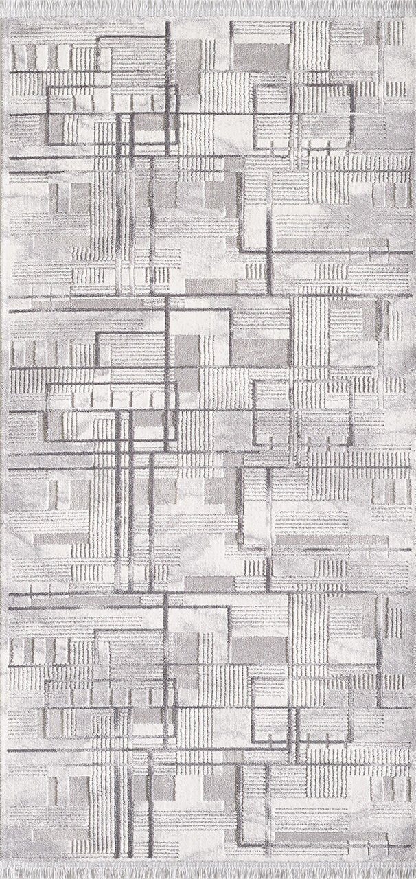 Artemis Halı Samoa 02378C Gri Çizgili – Blok Geometrik Modern Halı