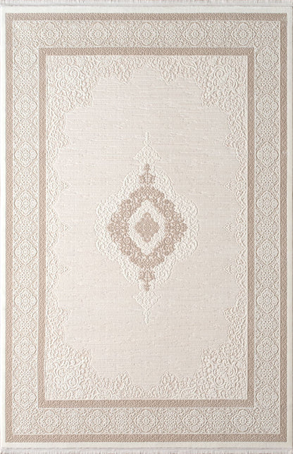 Artemis Halı Anetta 03319C Krem Bej – Çerçeveli Madalyonlu Halı