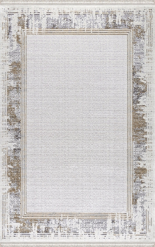 Merinos Halı Rodin 60894 075 Krem Bej – Eskitme Çerçeveli Halı