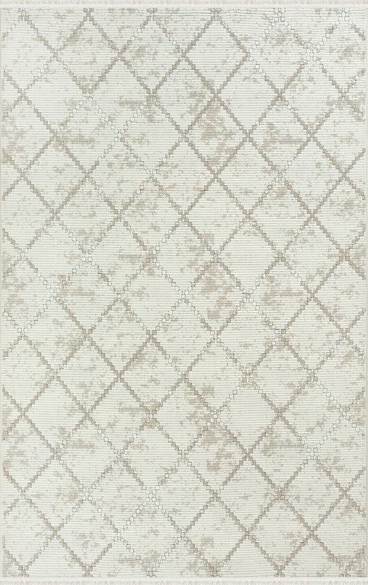 Merinos Halı Ritim 74210 060 Krem Bej – Kafes Eskitme Halı