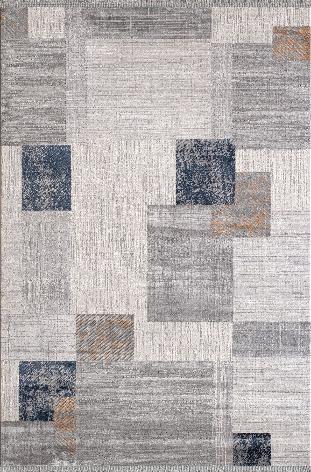 Artemis Halı Davina 09789A Gri Mavi – Patchwork Blok Desenli Halı