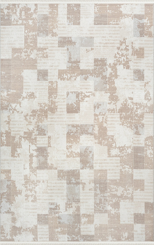 Merinos Halı Arden 72487 957 Bej – Eskitme Kareli Halı