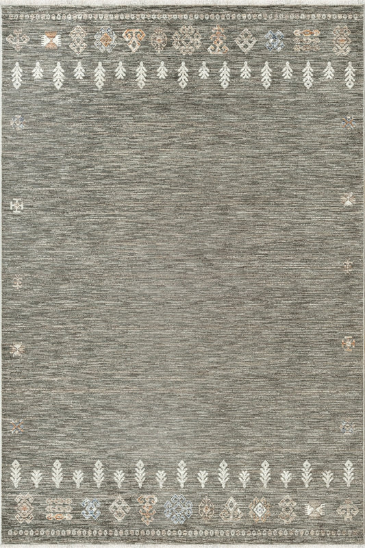 Merinos Halı Valeria 91003 040 Yeşil Gri – Etnik Motifli Sade Halı