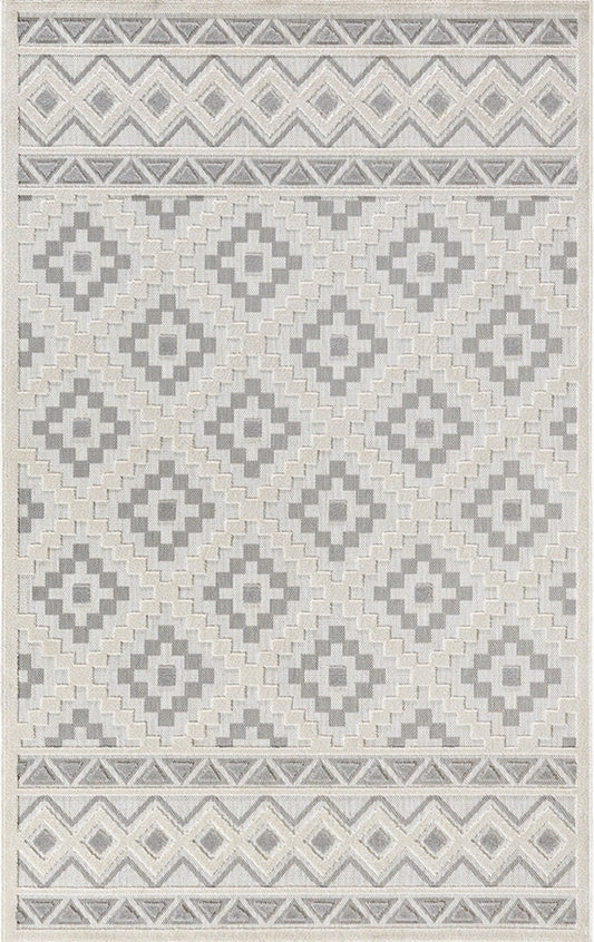 Merinos Halı Launge 54097 260 Krem Gri – Etnik Desenli Halı