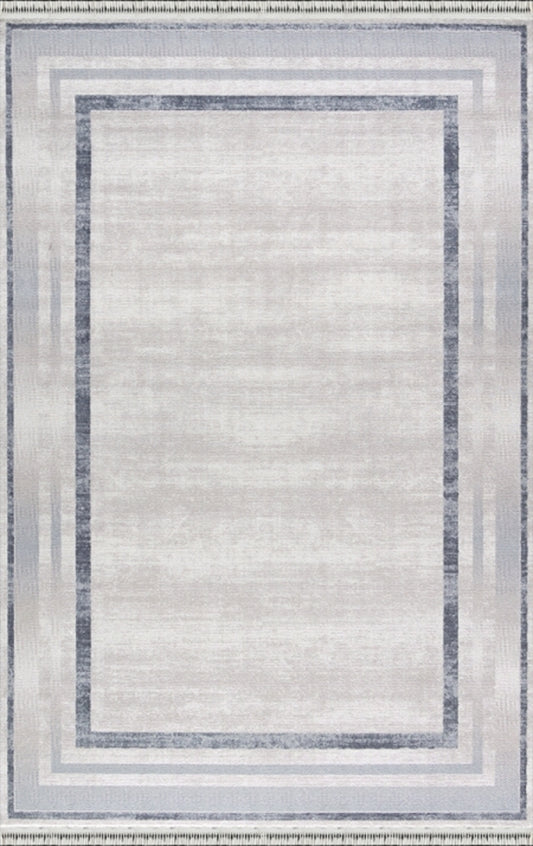 Merinos Halı Rodin 60900 030 Krem Lacivert – Çerçeveli Modern Halı