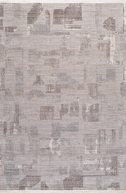 Pierre Cardin ALEGRA GD05A gri zeminli, vizon ve antrasit tonlu soyut desenli halı