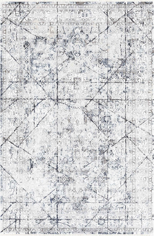 Pierre Cardin PARLA KP08A gri ve lacivert tonlu soyut geometrik desenli halı