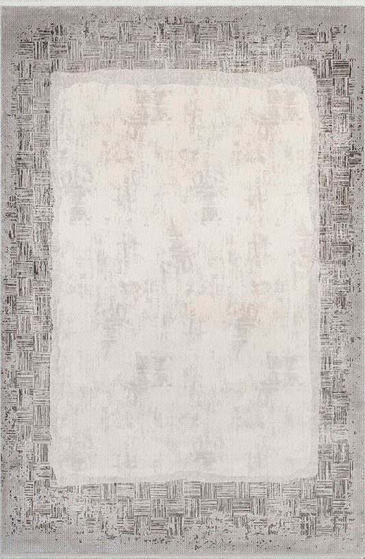 Pierre Cardin PİER ZEN HG02A gri bordürlü krem zeminli geometrik desenli modern halı