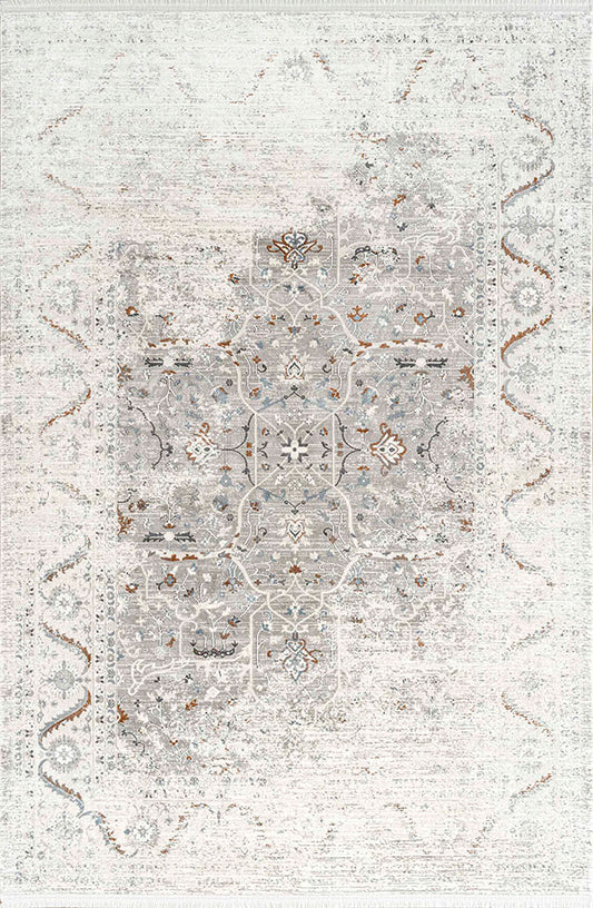 Pierre Cardin Galenda JH03B krem zeminli gri eskitme göbek desenli modern halı
