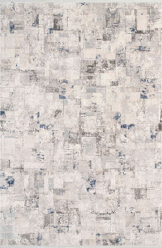 Pierre Cardin HG14A gri ve krem tonlu soyut patchwork desenli modern halı