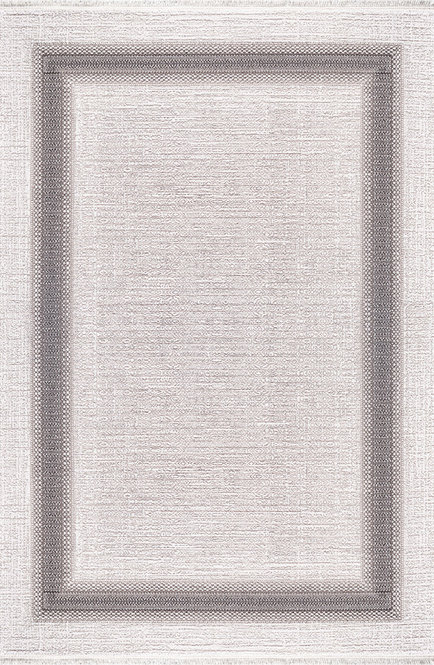 Pierre Cardin ALEGRA GD09A krem zeminli gri çerçeve desenli modern halı görseli