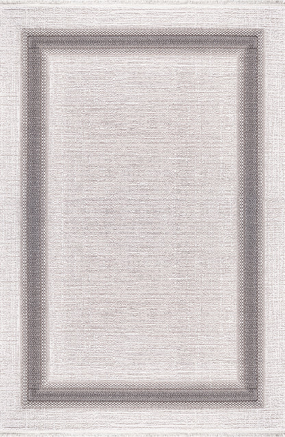 Pierre Cardin ALEGRA GD09A krem zeminli gri çerçeve desenli modern halı görseli