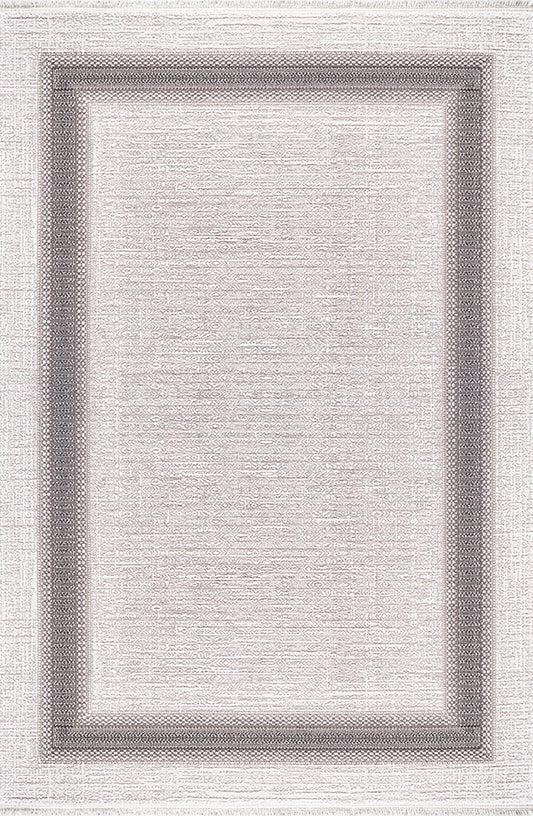 Pierre Cardin ALEGRA GD09A krem zeminli gri çerçeve desenli modern halı görseli