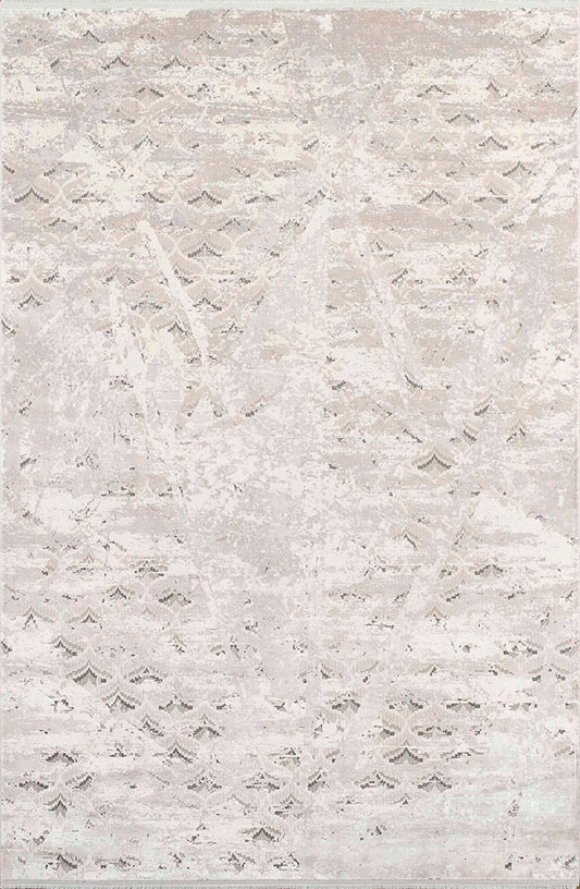 Pierre Cardin Halı Pier Zen HG04A açık gri krem zeminli eskitme zikzak desenli modern halı