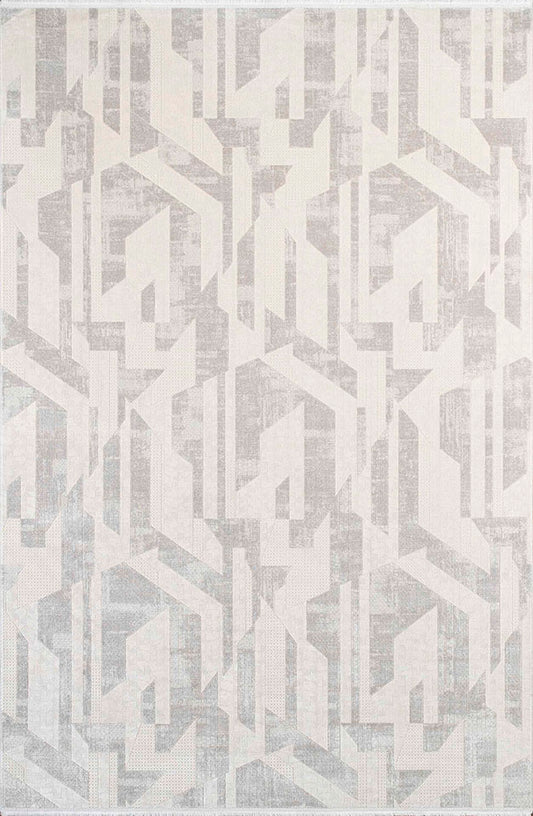 Pierre Cardin PİER ZEN HG15A krem zeminli gri geometrik desenli modern halı