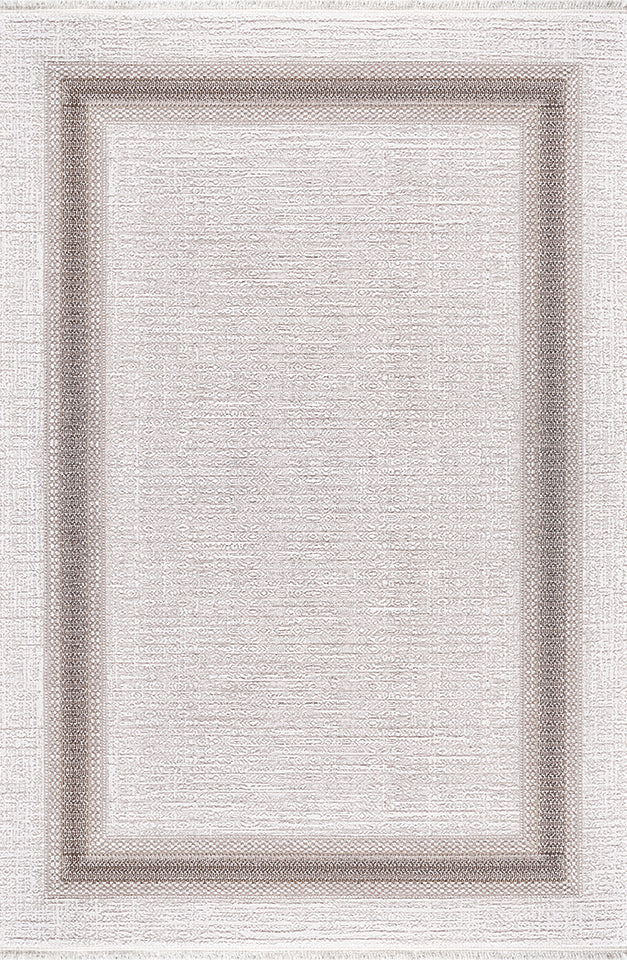 Pierre Cardin ALEGRA GD09B krem zeminli vizon-gri çerçeve desenli modern halı