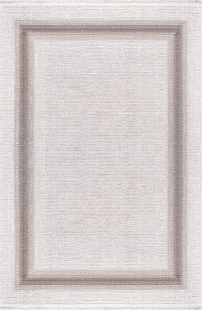 Pierre Cardin ALEGRA GD09B krem zeminli vizon-gri çerçeve desenli modern halı