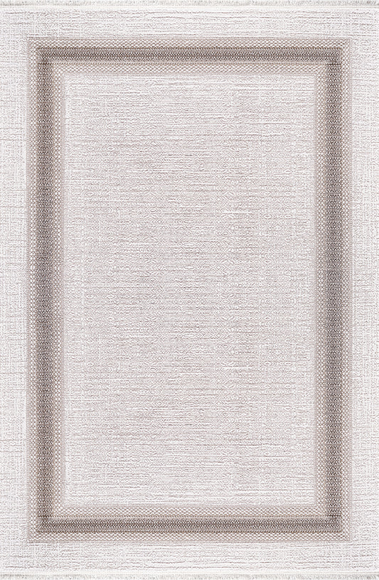 Pierre Cardin ALEGRA GD09B krem zeminli vizon-gri çerçeve desenli modern halı