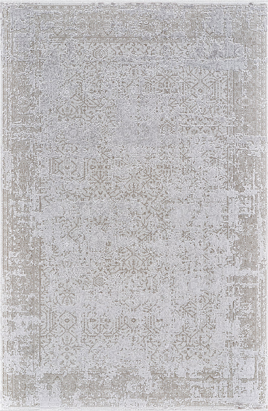 Pierre Cardin Rüya UR36A açık gri eskitme desenli pastel halı, salon için soft vintage görünüm