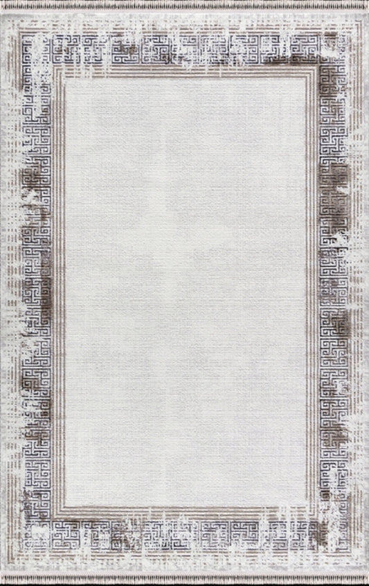 Merinos Halı Rodin 60894 070 Krem Kahve – Eskitme Çerçeveli Halı