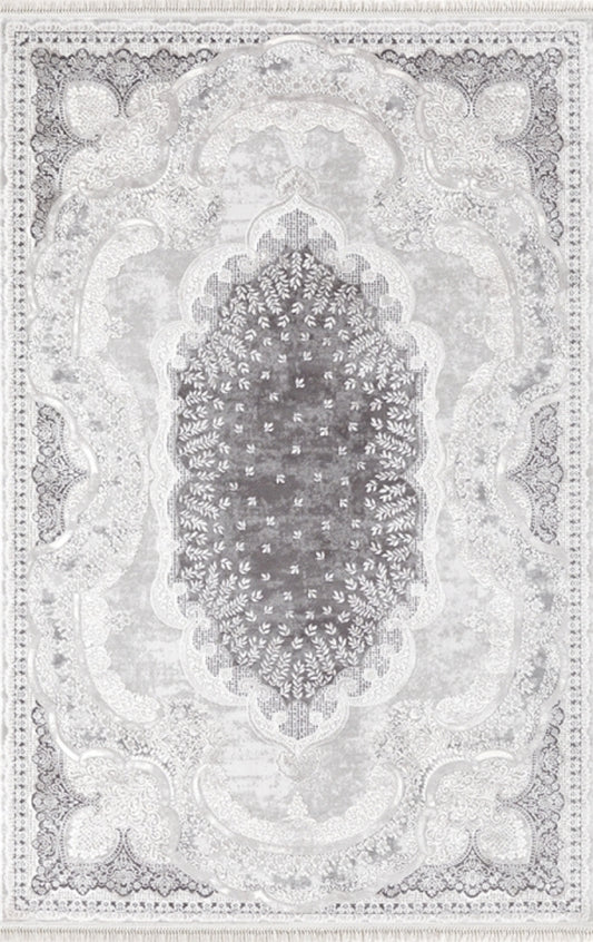 Merinos Halı Rodin 19777 095 Krem Gri – Madalyonlu Klasik Halı