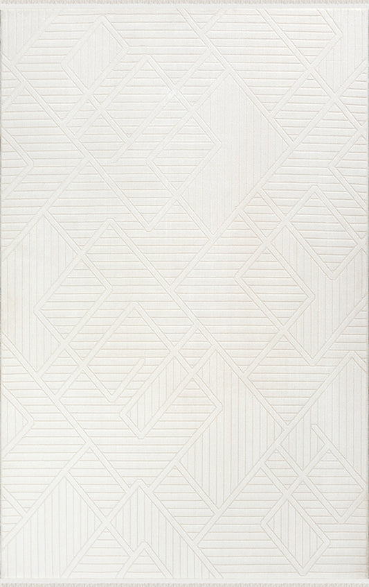 Merinos Halı Vega 74105 060 Krem – Ton Sür Ton Geometrik Halı