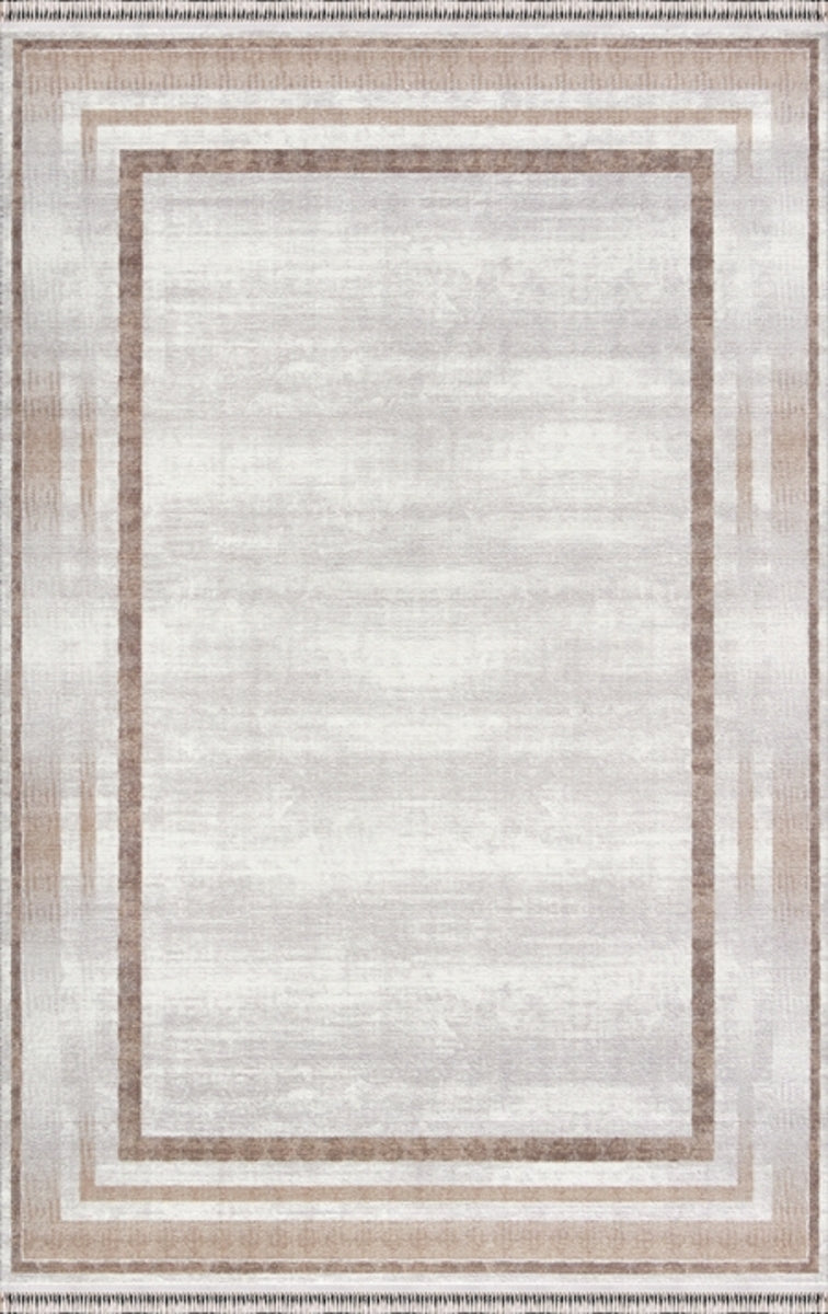Merinos Halı Rodin 60900 070 Krem Kahve – Çerçeveli Modern Halı