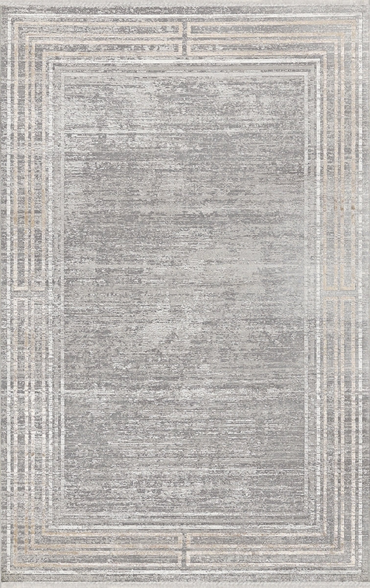 Merinos Halı Uptown 35612 070 Krem Gri – Çerçeveli Eskitme Halı