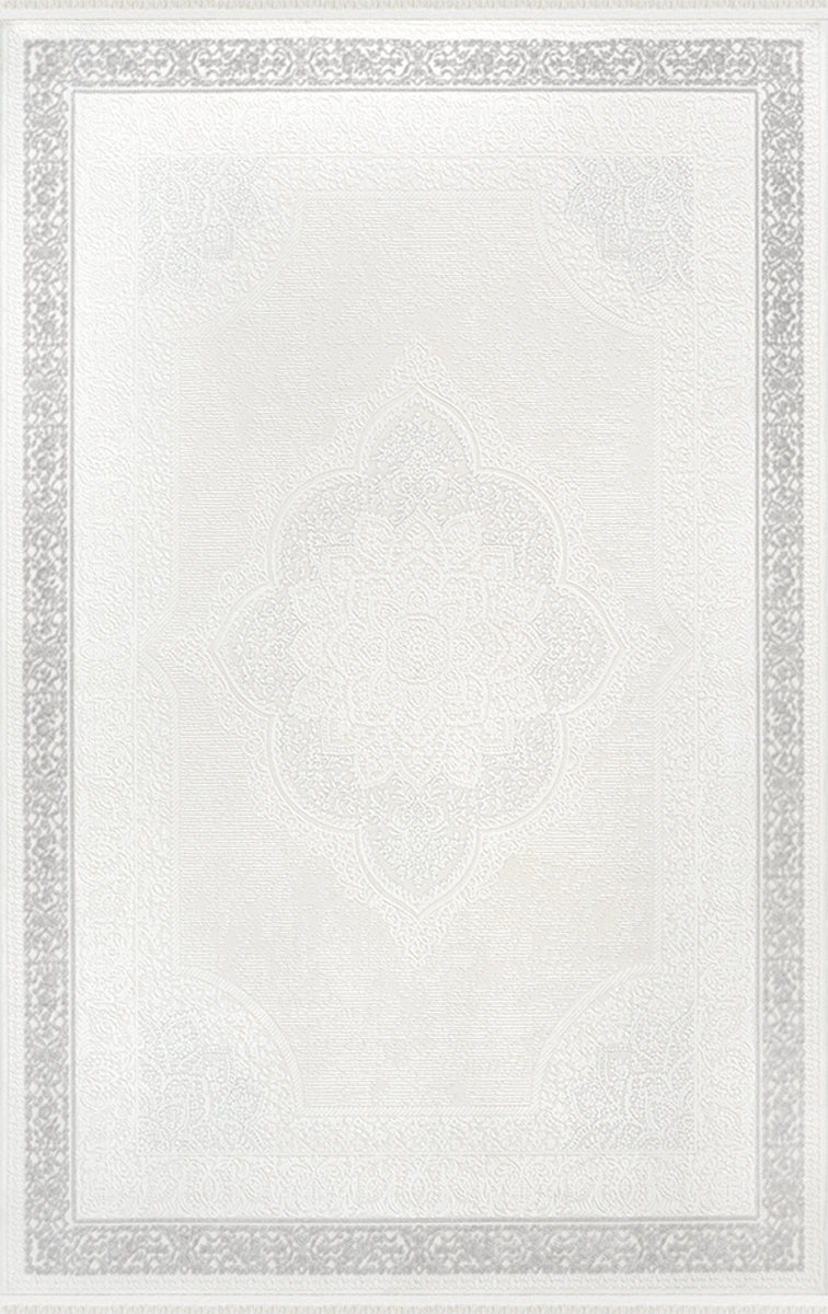 Merinos Halı Arden 73395 097 Krem Gri – Madalyonlu Bordürlü Halı