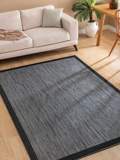Efta Sisal-1 siyah bordürlü sisal halı salon oturma odası kullanımı