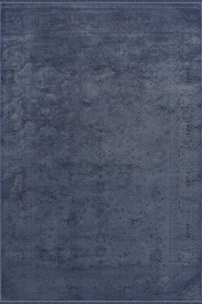 Royal Halı Prime IY02L mavi indigo zeminli soluk overdye klasik çiçek desenli halı