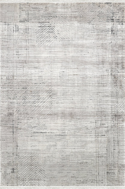 Royal Halı Luce ZL03A krem bej zeminli eskitme çapraz geometrik dokulu modern halı
