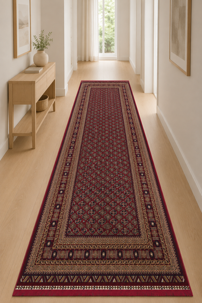Buhara Serisi BH02 Bordo Badem Desenli Afgan Halı | Yıkanabilir