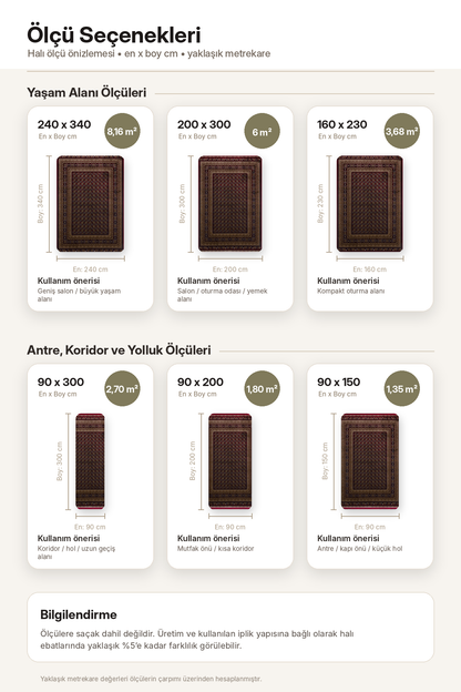Buhara Serisi BH02 Bordo Badem Desenli Afgan Halı | Yıkanabilir