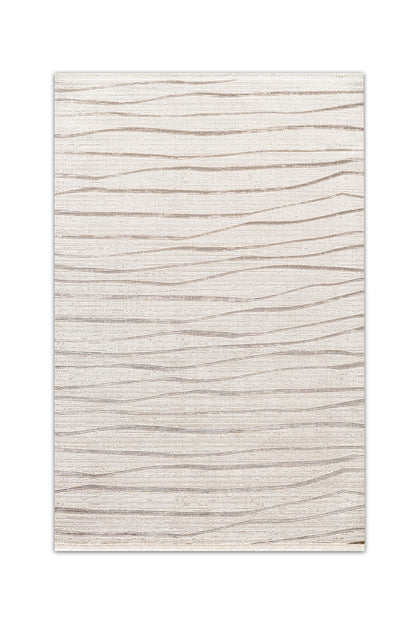 Atlas Halı Arbel EI04A krem zeminli kabartma dalgalı yatay çizgi desenli modern halı