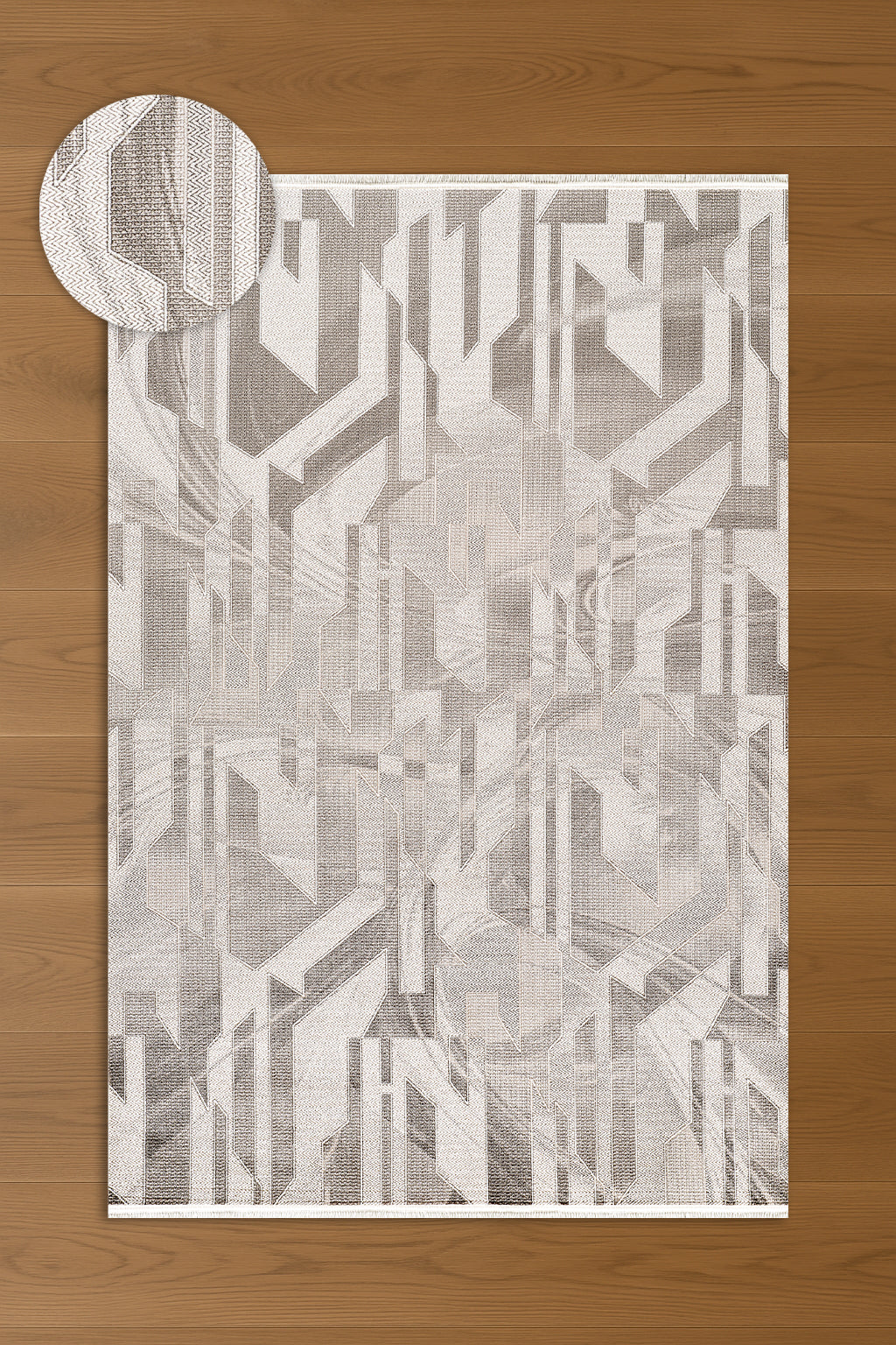 Atlas Halı Beykoz ZY04A – Gri Krem Art Deco Geometrik Modern Halı
