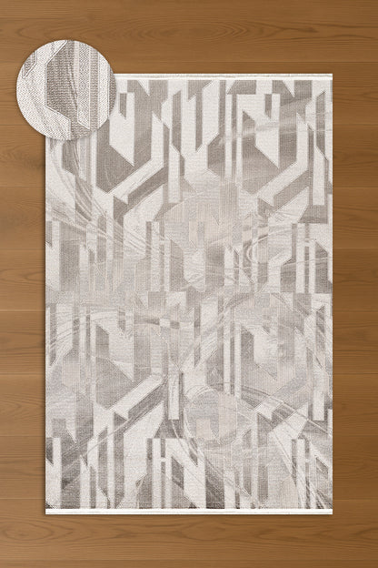 Atlas Halı Beykoz ZY04A – Gri Krem Art Deco Geometrik Modern Halı
