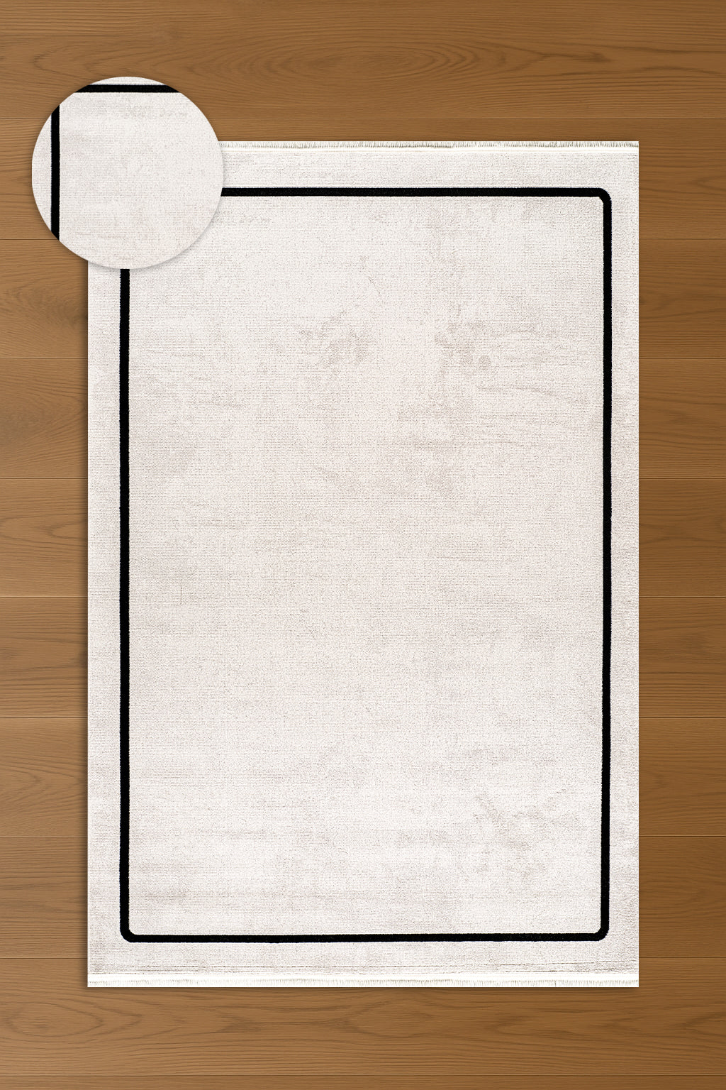 Atlas Halı Beykoz ZY06A – Krem Siyah Çerçeveli Minimal Modern Halı