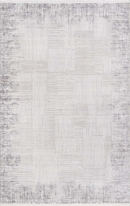 Merinos Halı Diyez 64256 096 Krem Gri – Eskitme Çizgili Halı